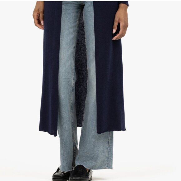 Maison Cashmere Stresa Long Open Cardigan Duster - Blue Made in Italy, Size S - Picture 2 of 8